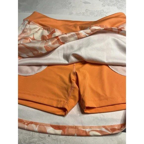 Adidas Floral Peachy Sleeveless Polo Shirt Sz M; Skort Sz S Golf Tennis Athletic